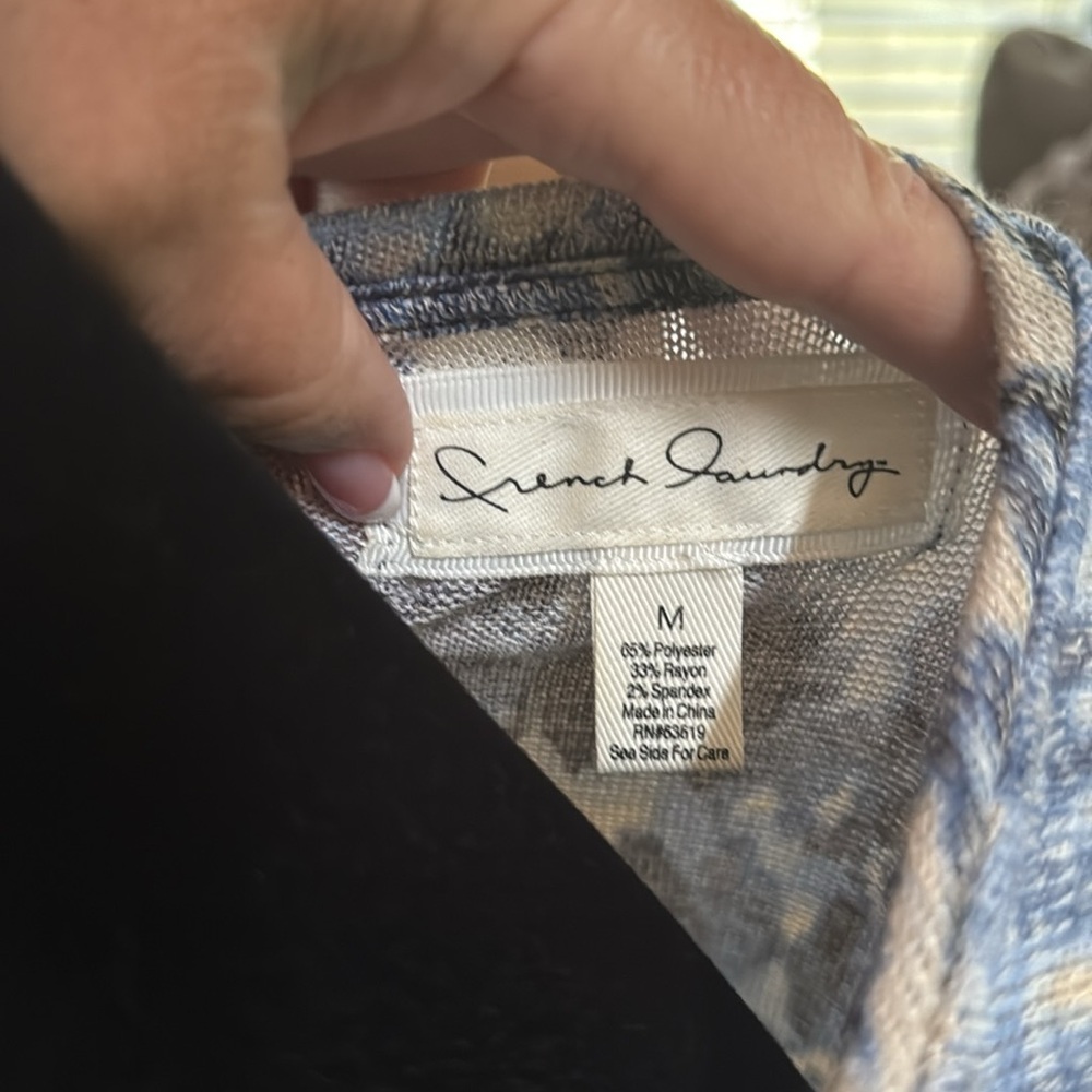 French Laundry Blue Patterned Lace-Up Top - Picture 2 of 4